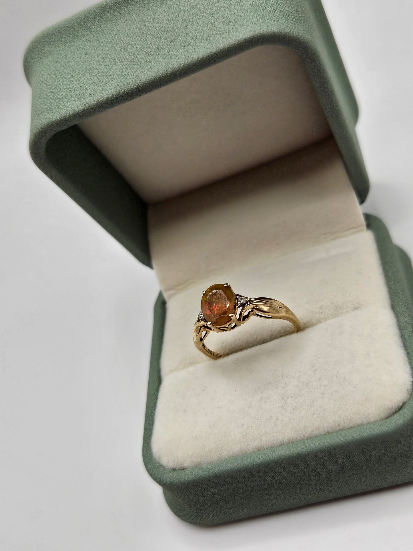 9ct gold opal and diamond ring