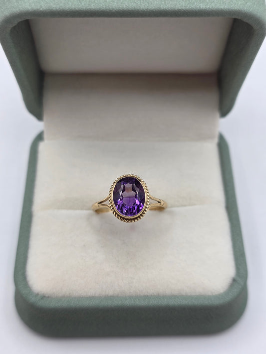 9ct gold amethyst ring