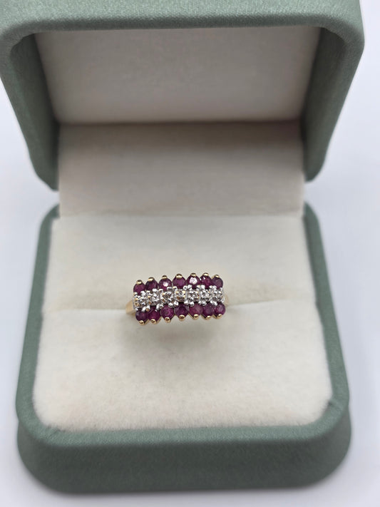 9ct gold ruby and diamond ring