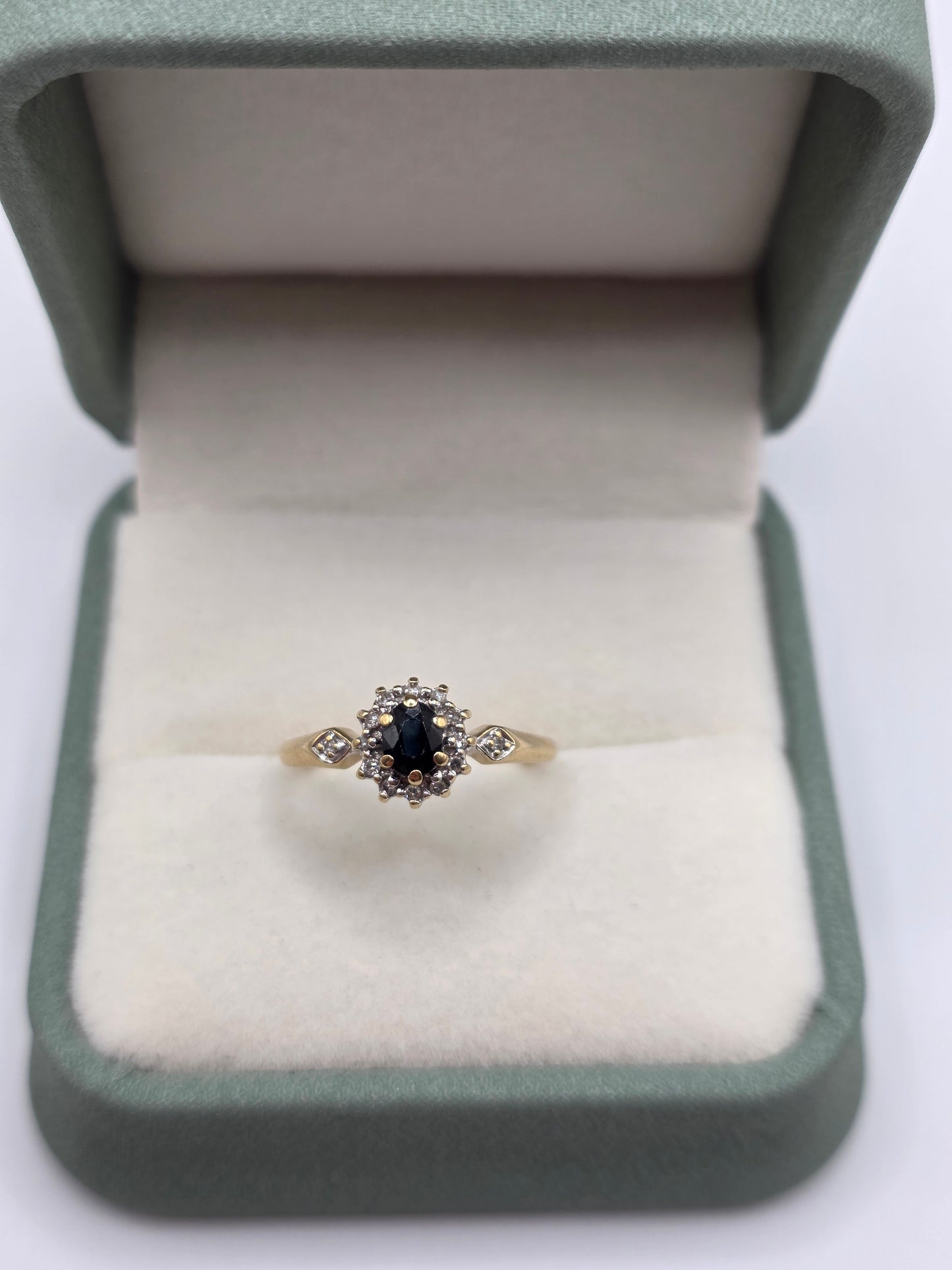 9ct gold sapphire and diamond ring