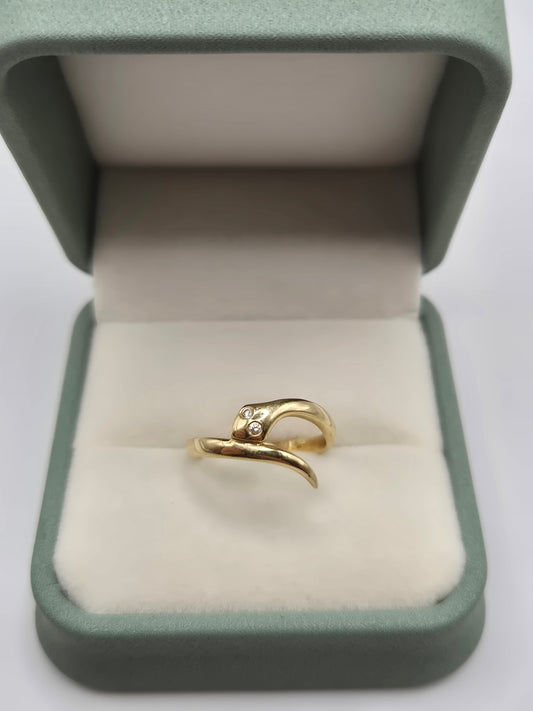 14ct gold cz snake ring