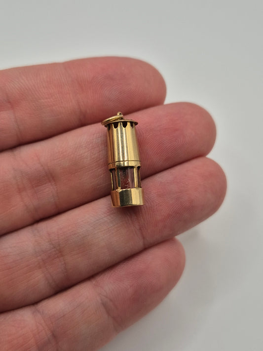 9ct gold miners lamp charm