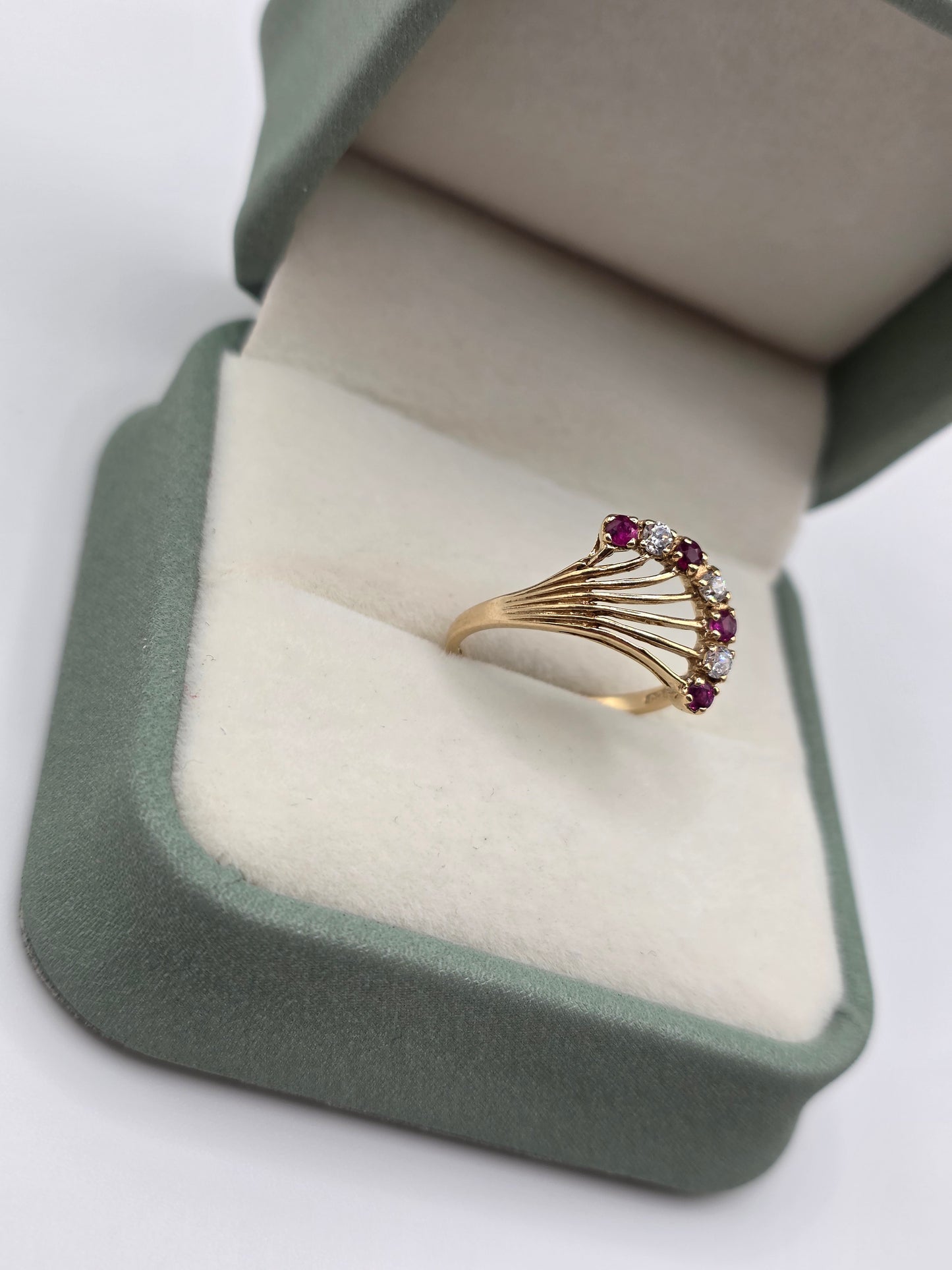 9ct gold ruby and cz ring