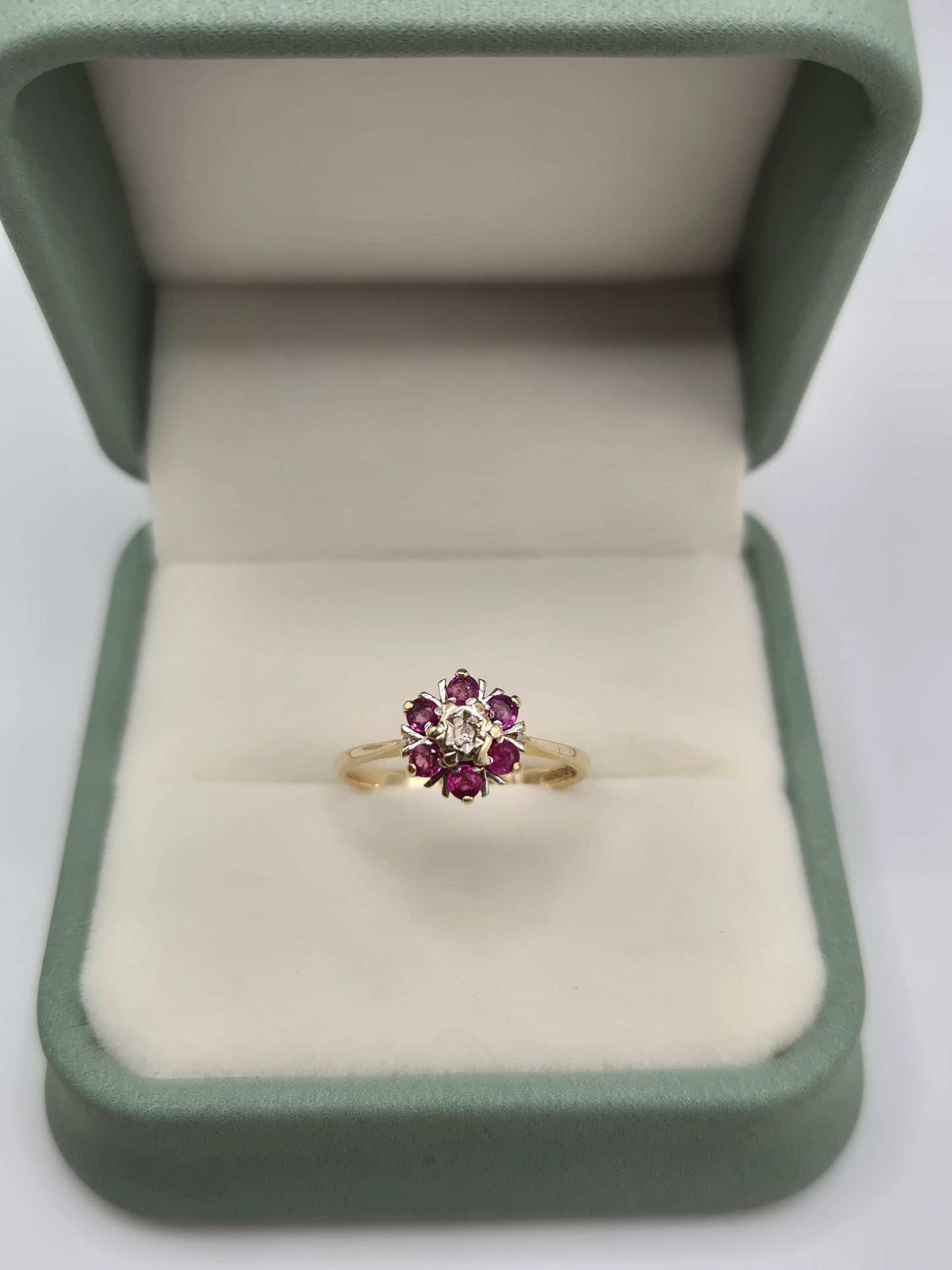 9ct gold ruby and diamond ring