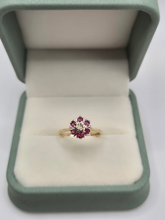 9ct gold ruby and diamond ring