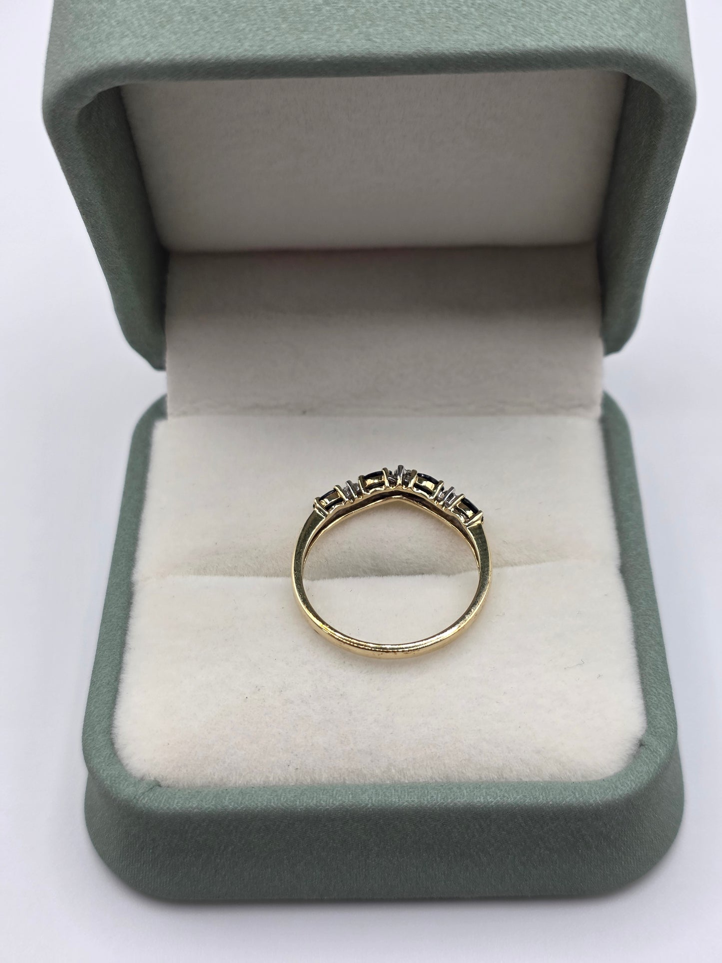 9ct gold sapphire and diamond wishbone ring