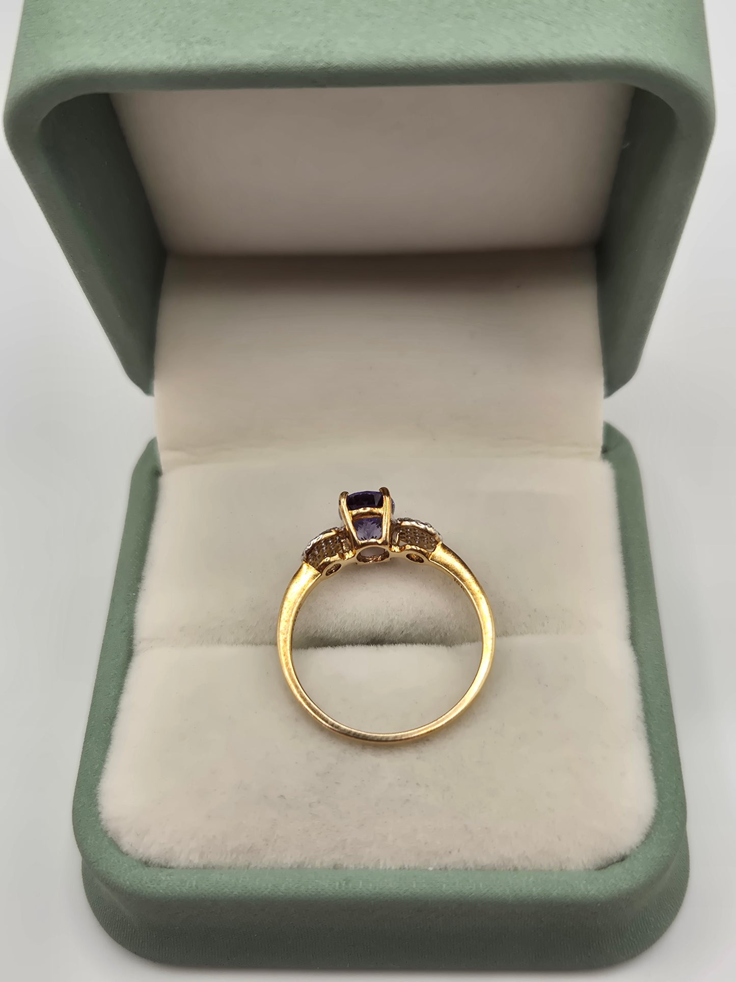 9ct gold tanzanite and white zircon ring
