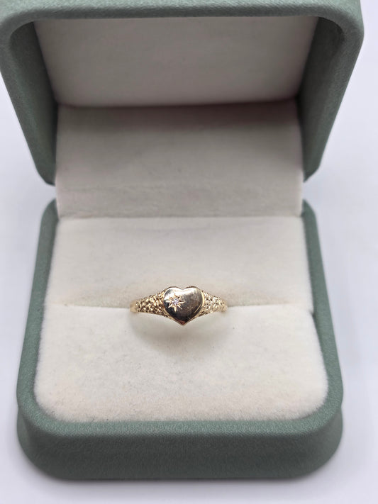 9ct gold diamond signet ring