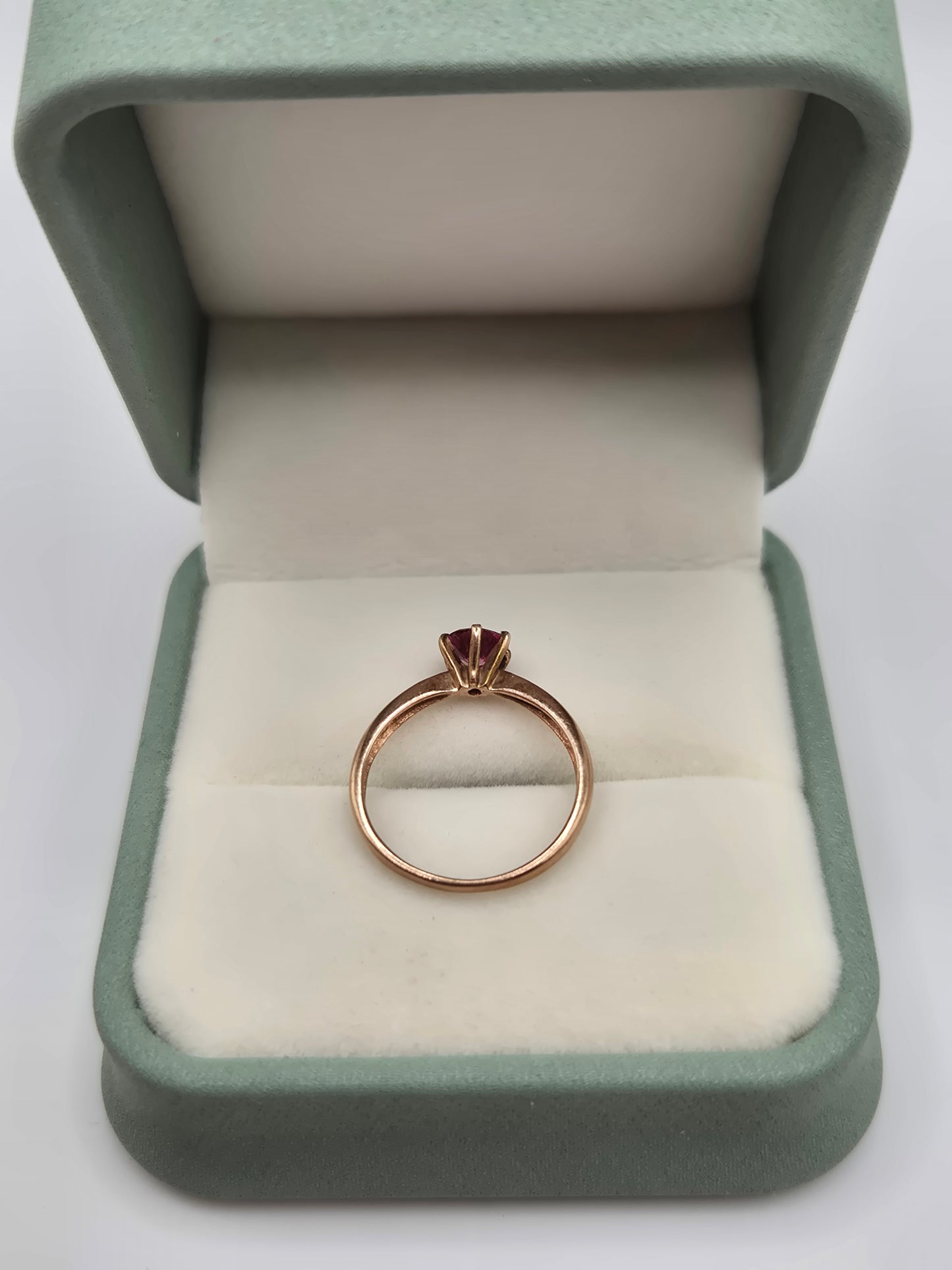 9ct rose gold pink cz ring