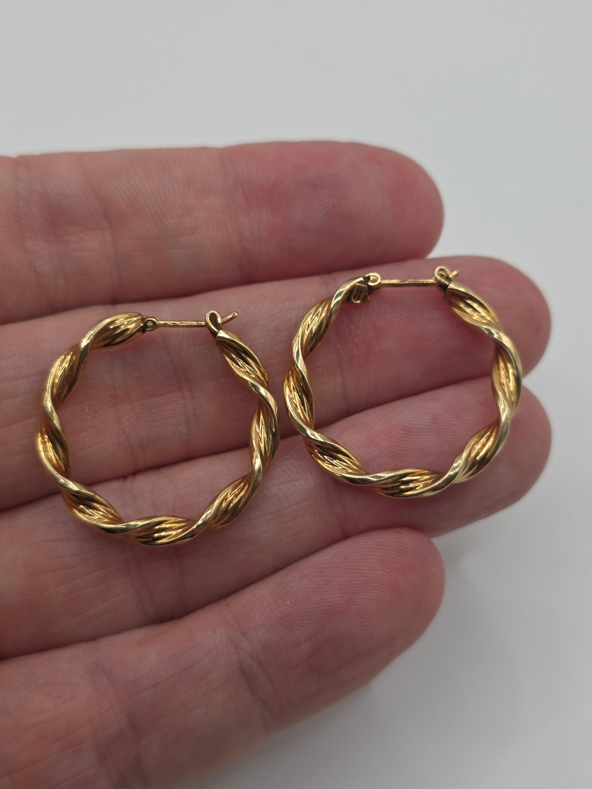 9ct gold twisted creole earrings
