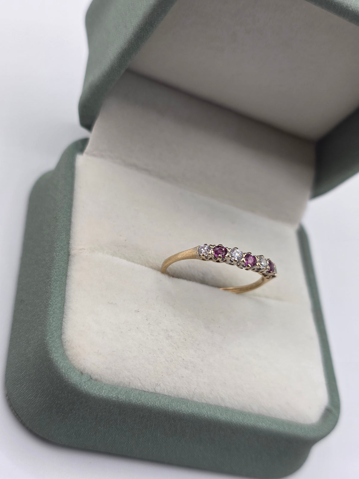 9ct gold ruby and cz ring