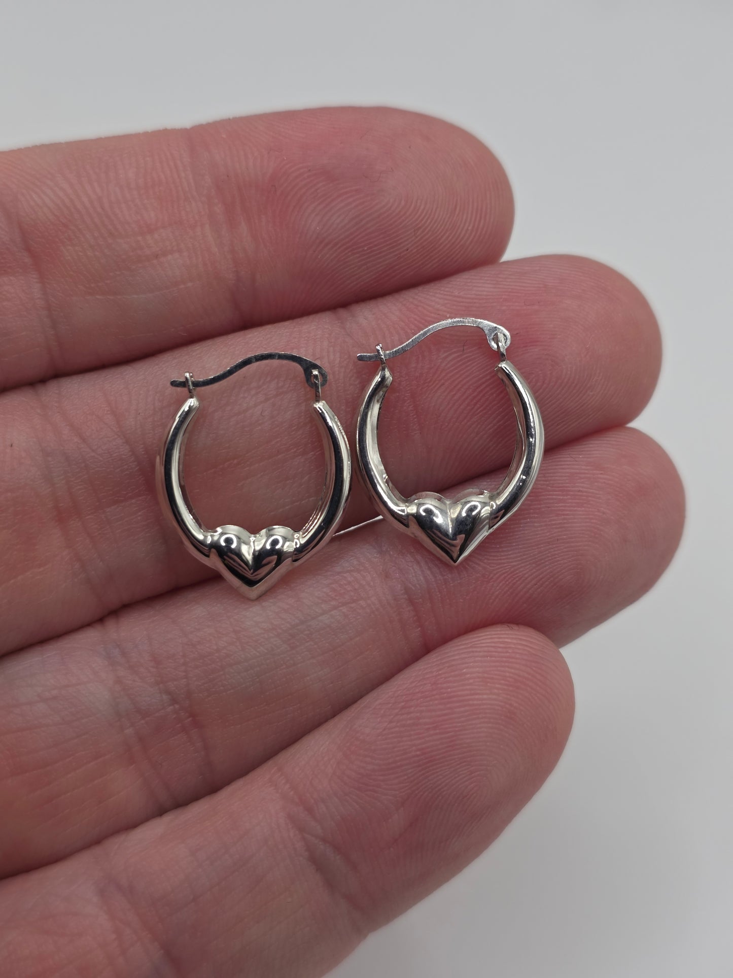 Silver creole heart earrings