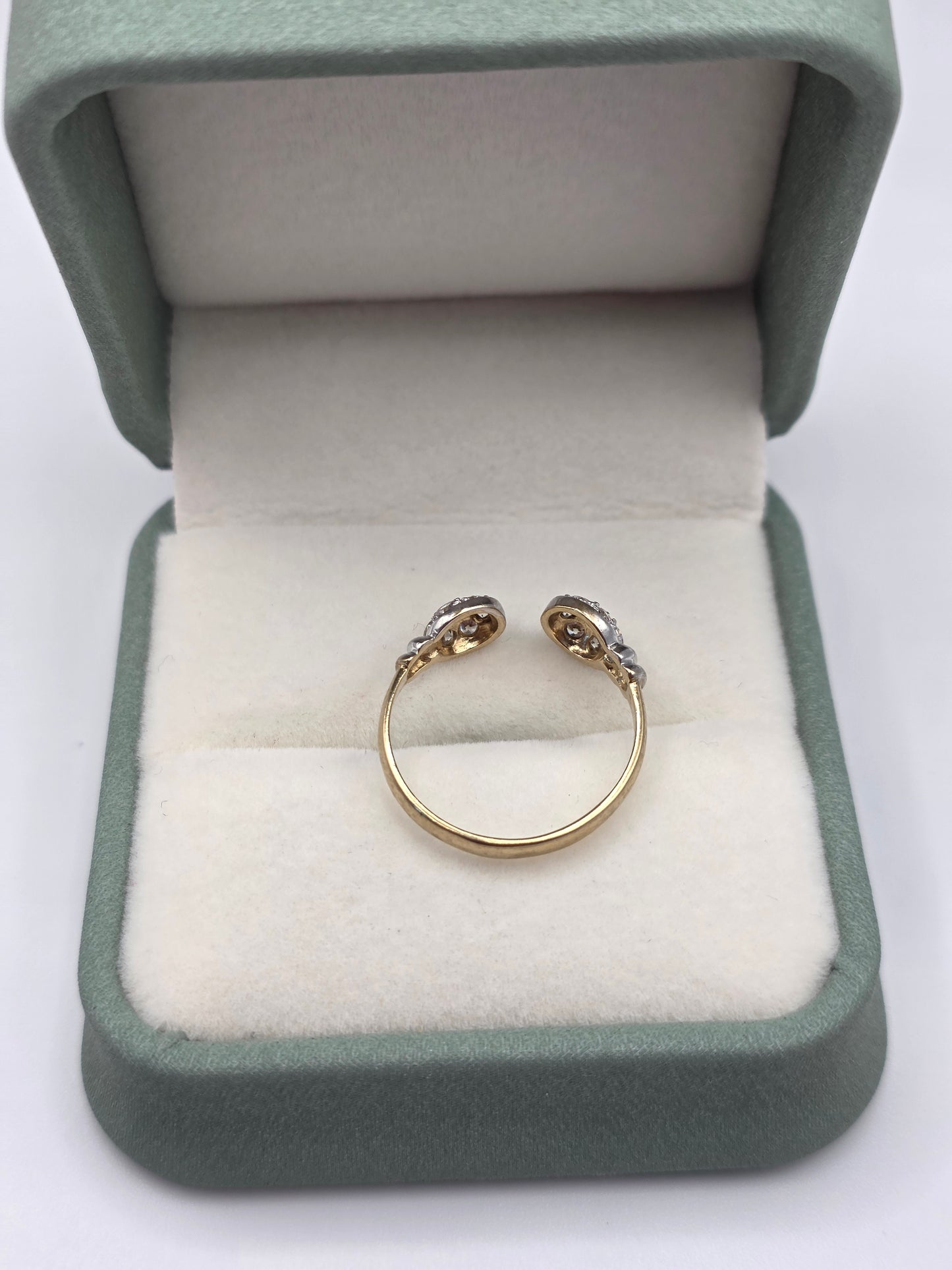 9ct two tone gold cz torque ring
