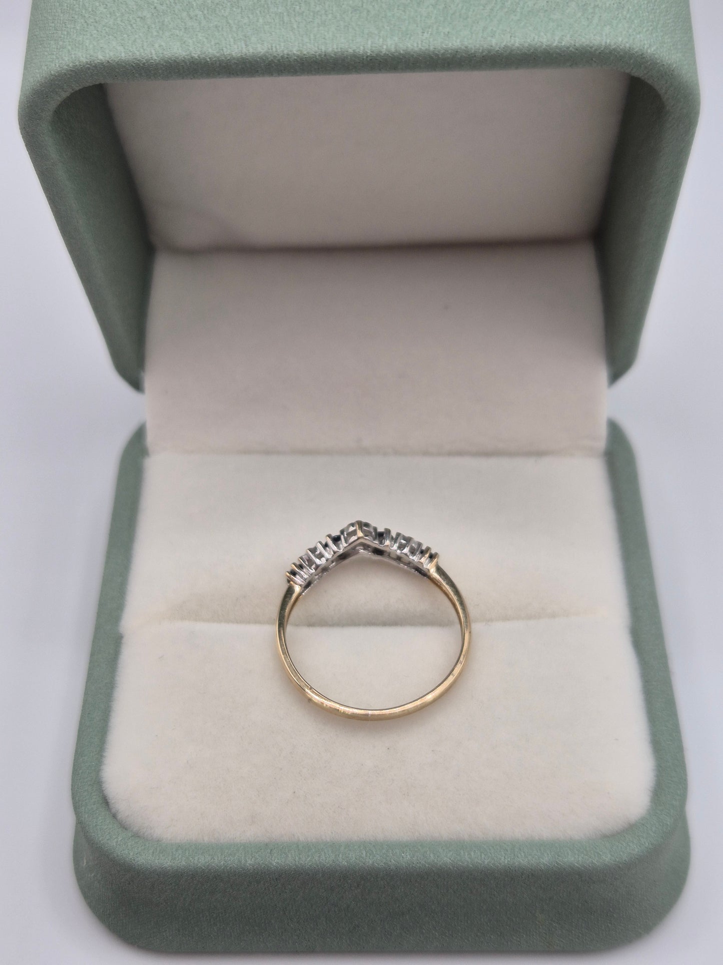 9ct gold sapphire and diamond wishbone ring