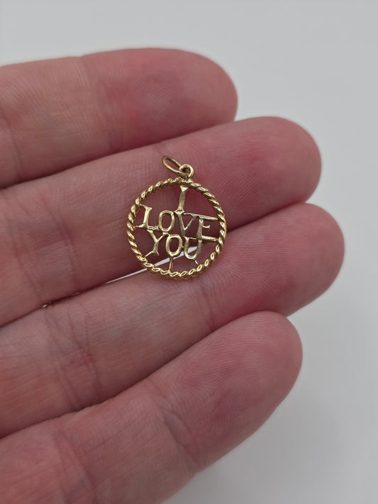 9ct gold i love you pendant