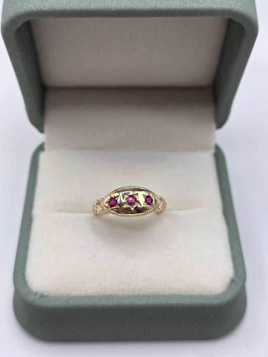 9ct gold ruby gypsy ring