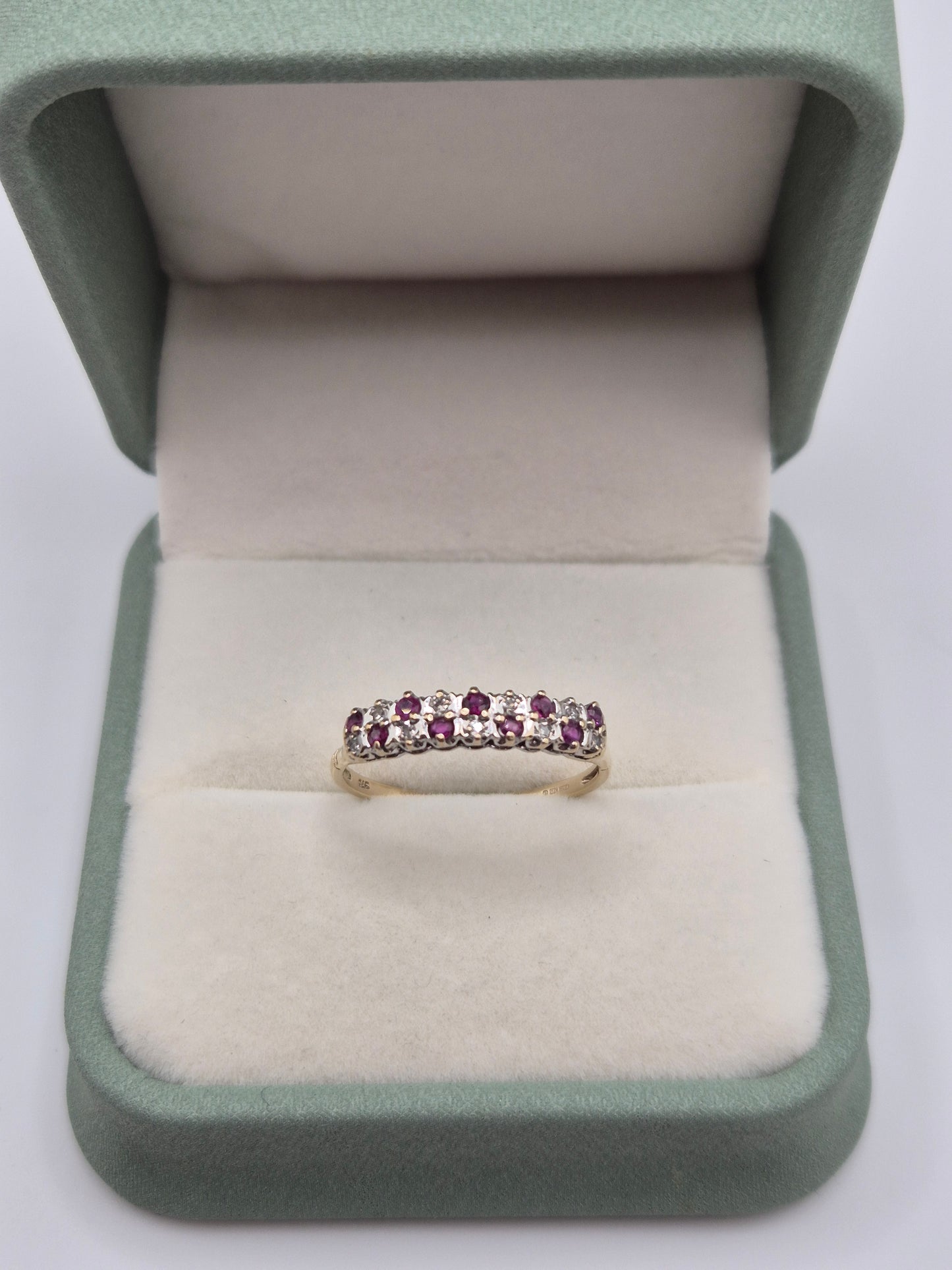9ct gold ruby and diamond ring