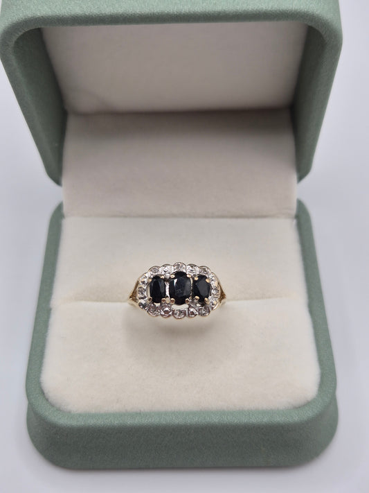 9ct gold sapphire and diamond ring