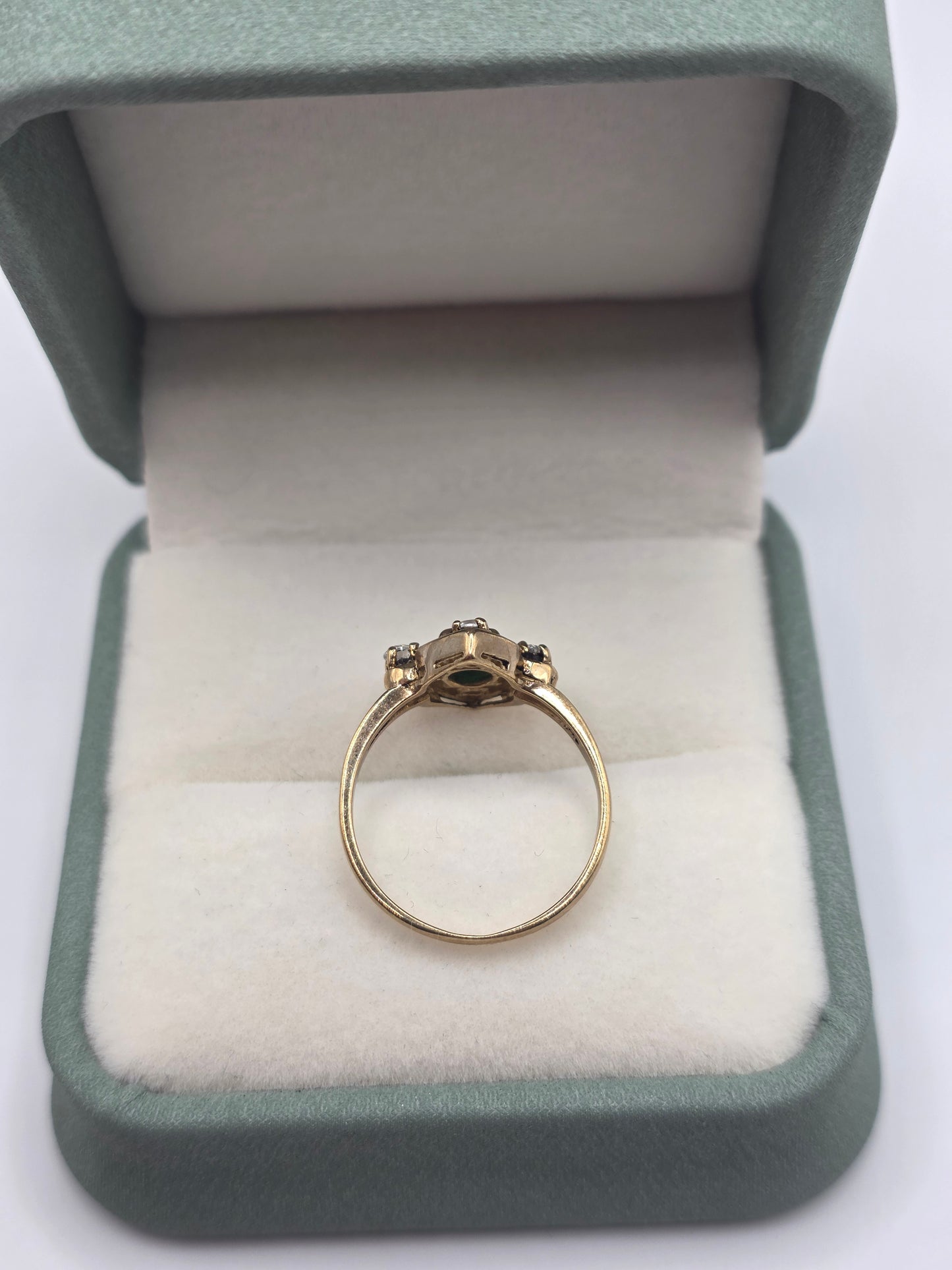 9ct gold emerald and zircon ring