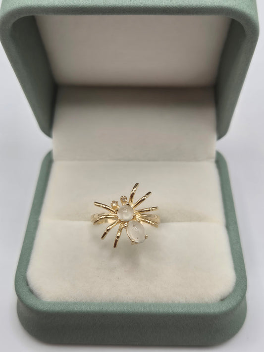 9ct gold moonstone and diamond spider ring