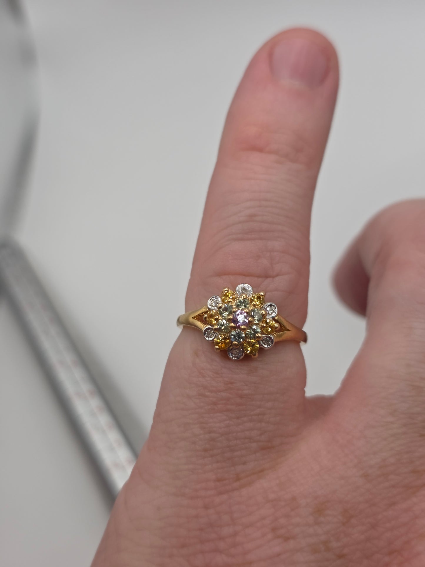 14ct gold fancy sapphire and diamond ring