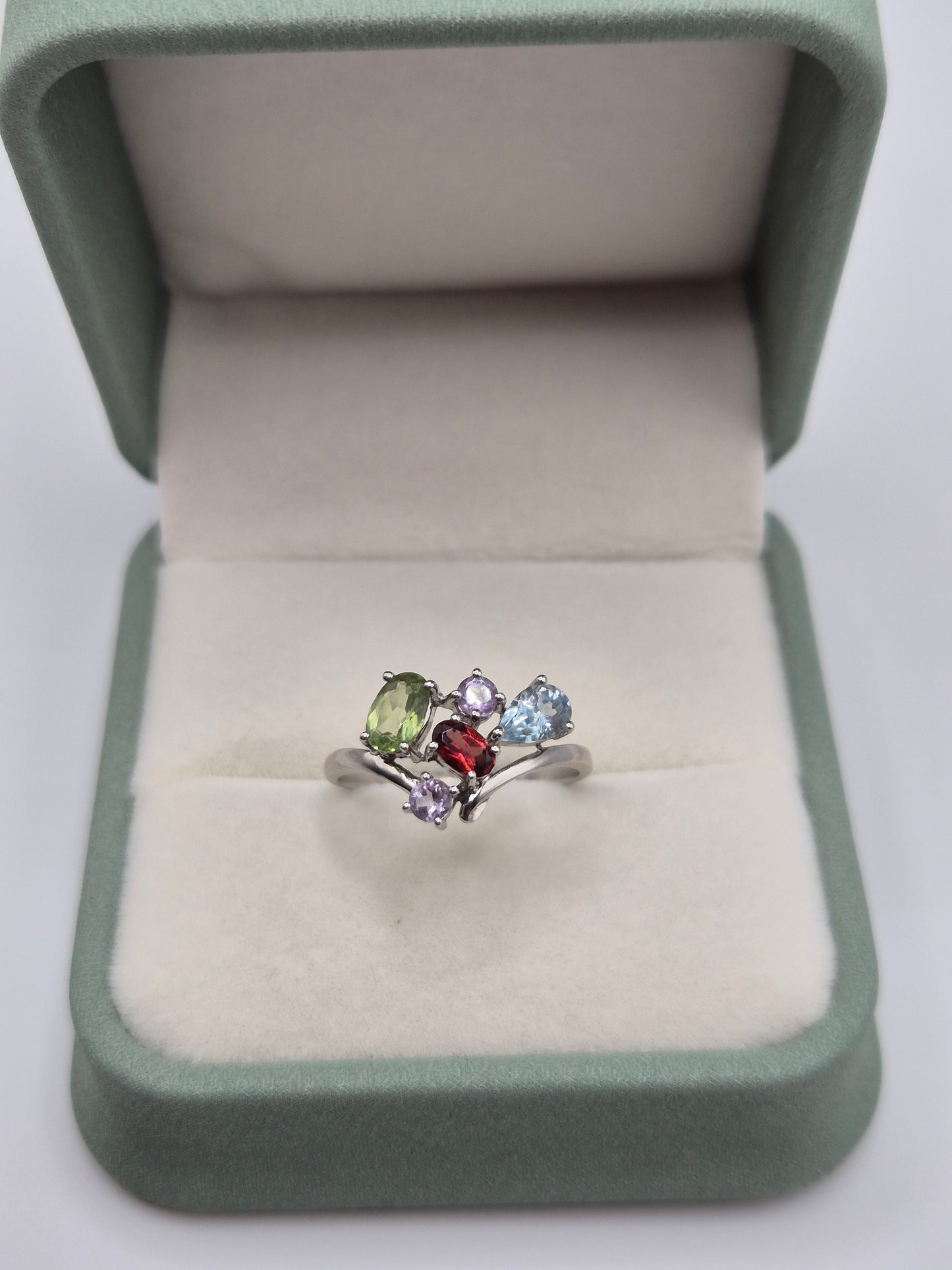 9ct white gold multigem ring
