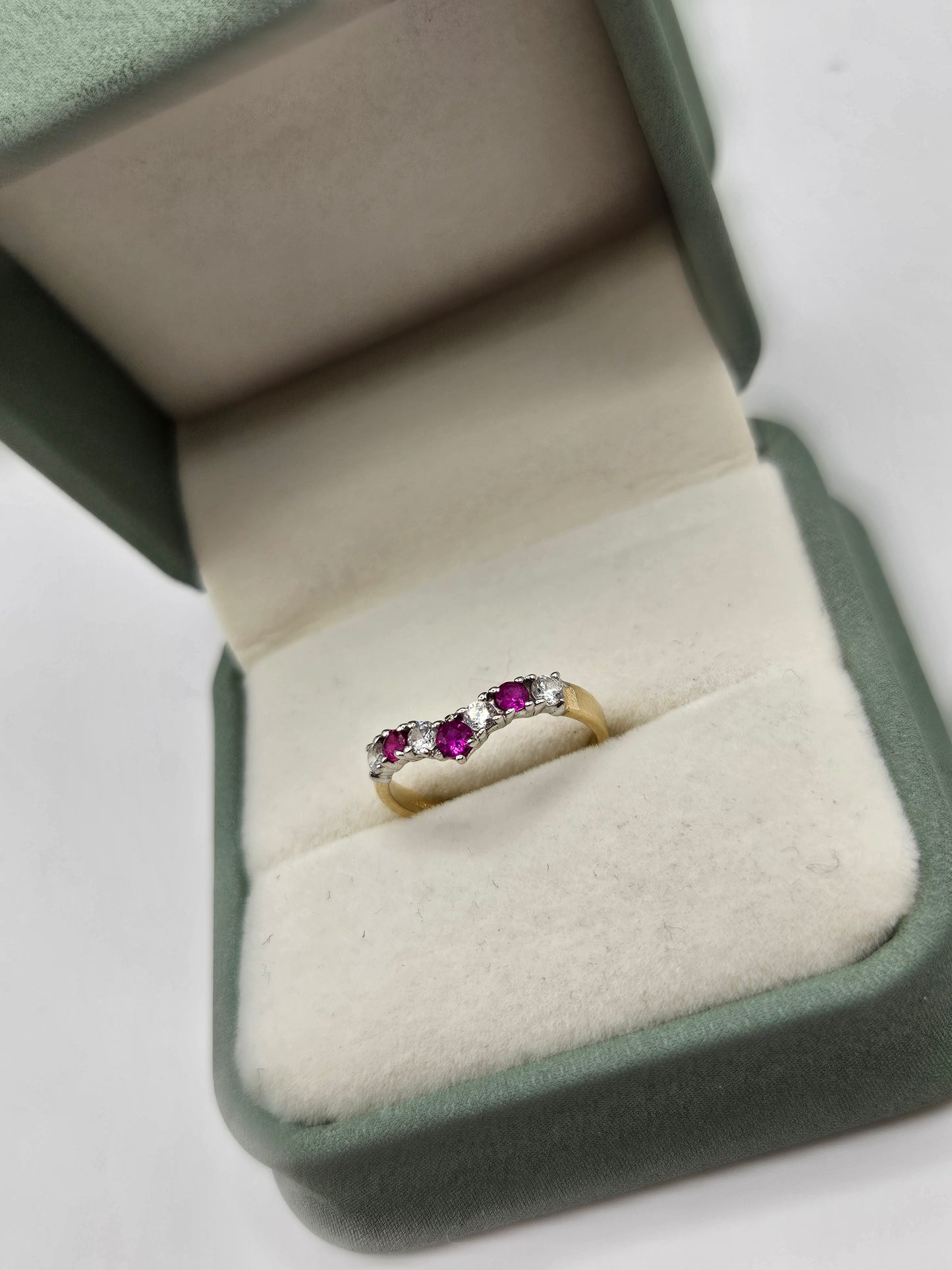 9ct gold ruby and cz ring