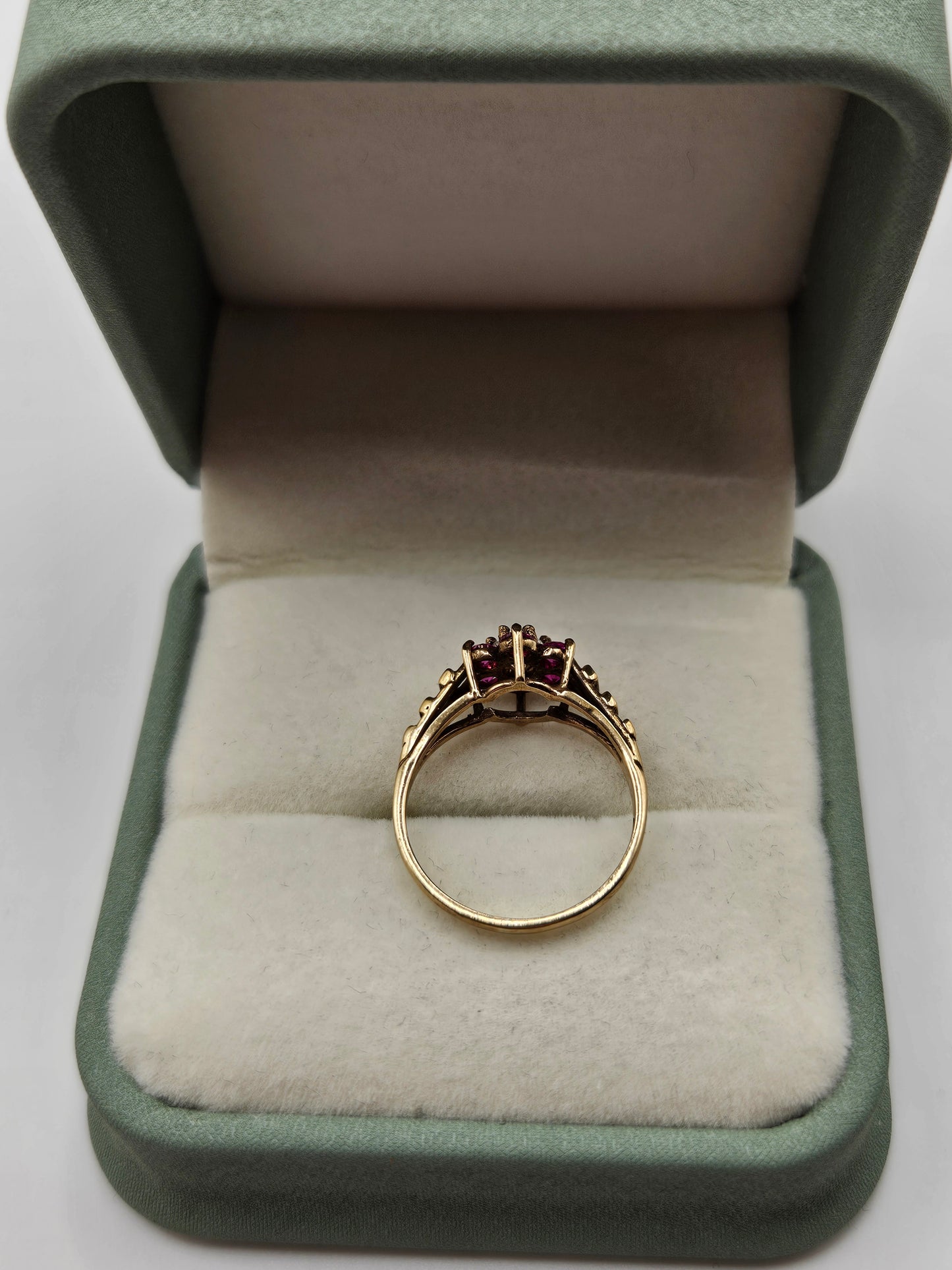 9ct gold ruby and cz ring