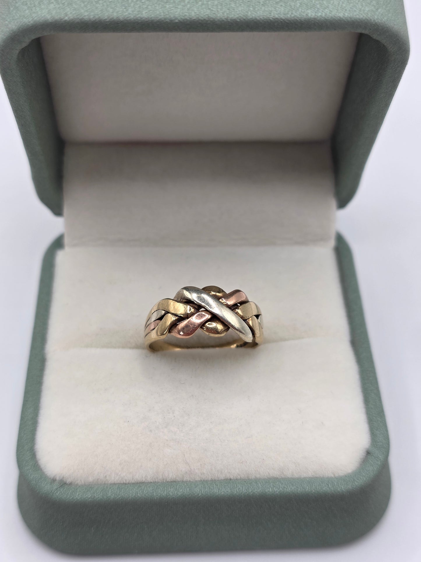 9ct tri gold puzzle ring