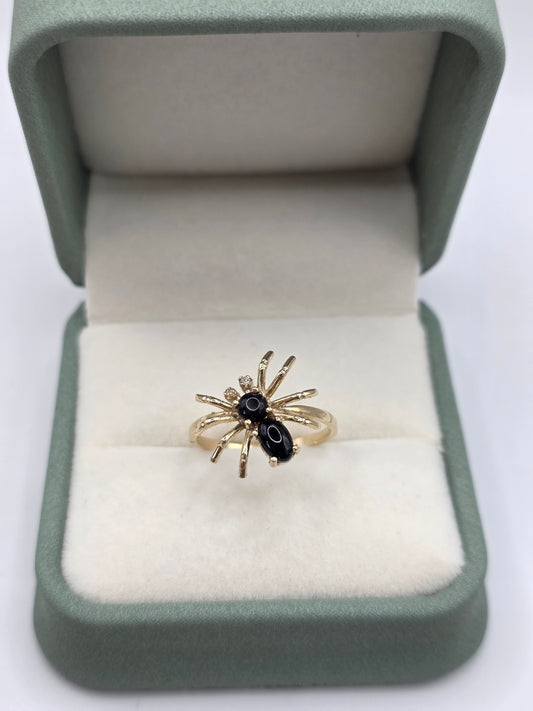 9ct gold onyx and diamond spider ring