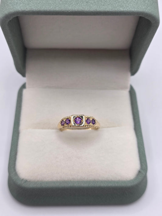 9ct gold amethyst ring