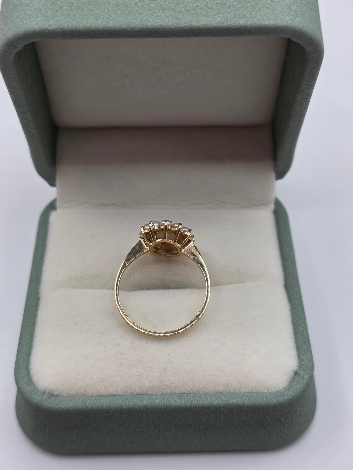 9ct gold limoge and pearl ring