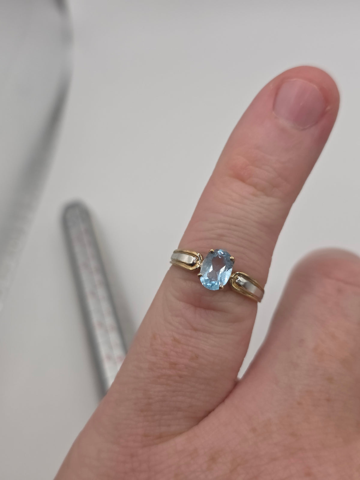 9ct two tone gold topaz ring