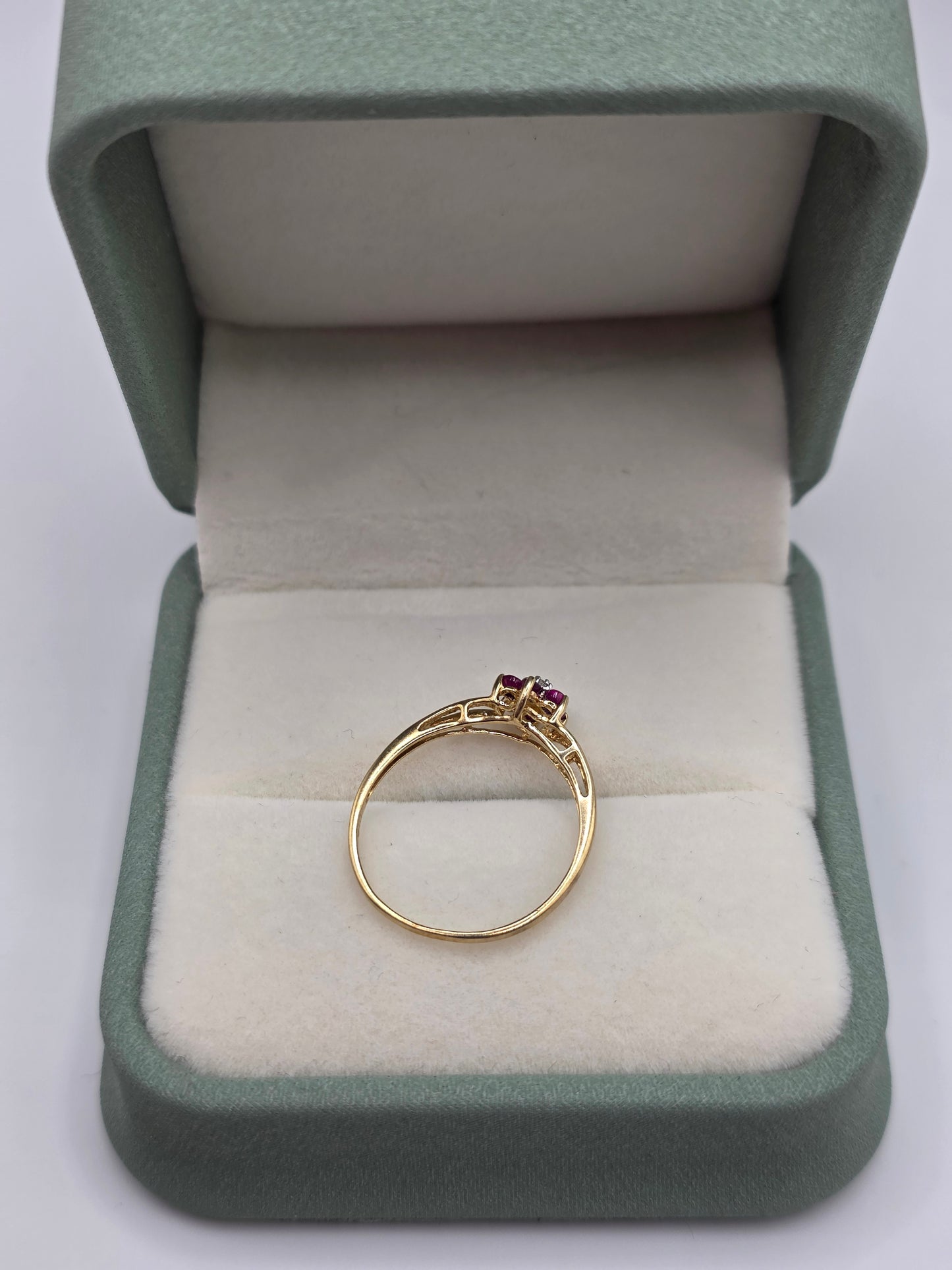 9ct gold ruby and diamond ring