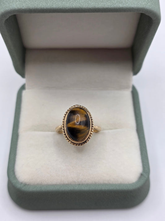 9ct gold tiger's eye ring