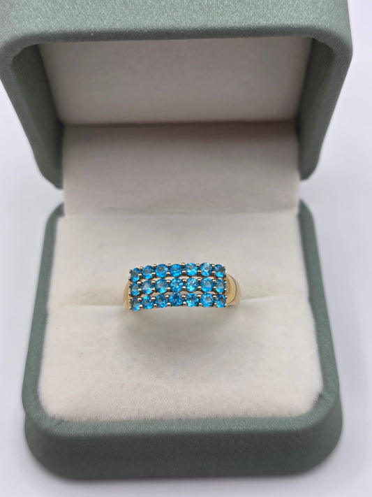 9ct gold blue zircon ring