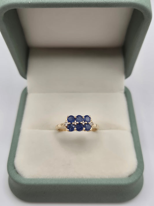 9ct gold sapphire and diamond ring