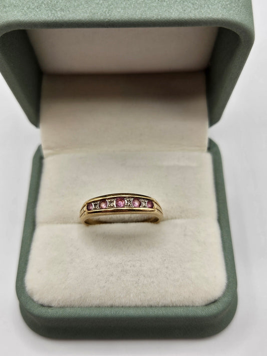 9ct gold pink topaz and diamond ring