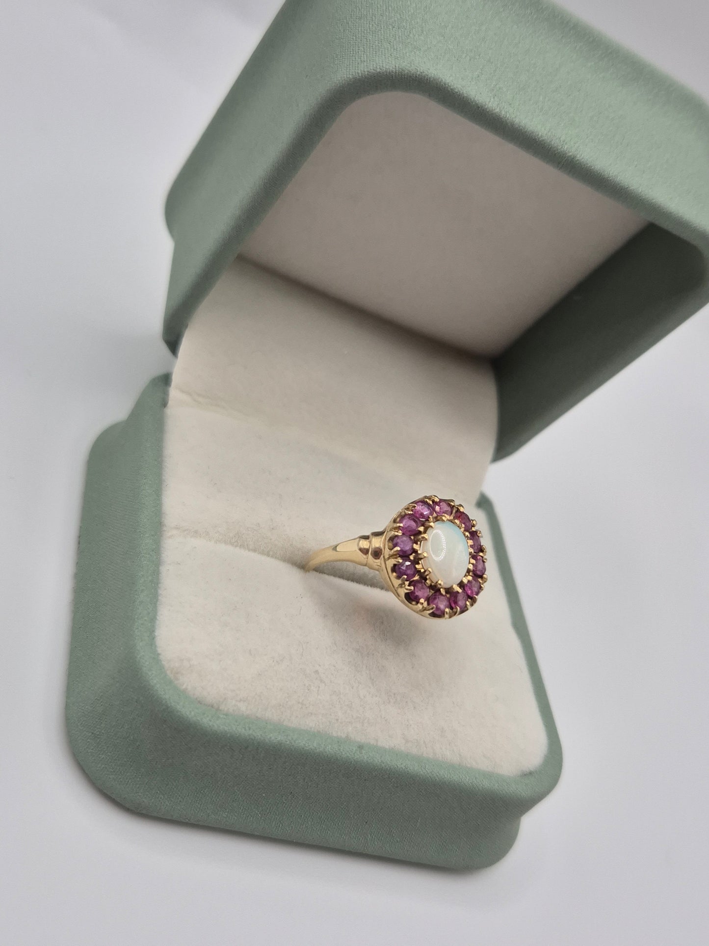 9ct gold opal and ruby ring