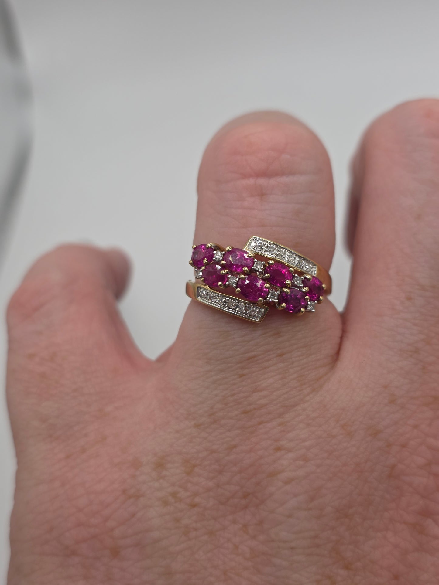 9ct gold ruby and diamond ring
