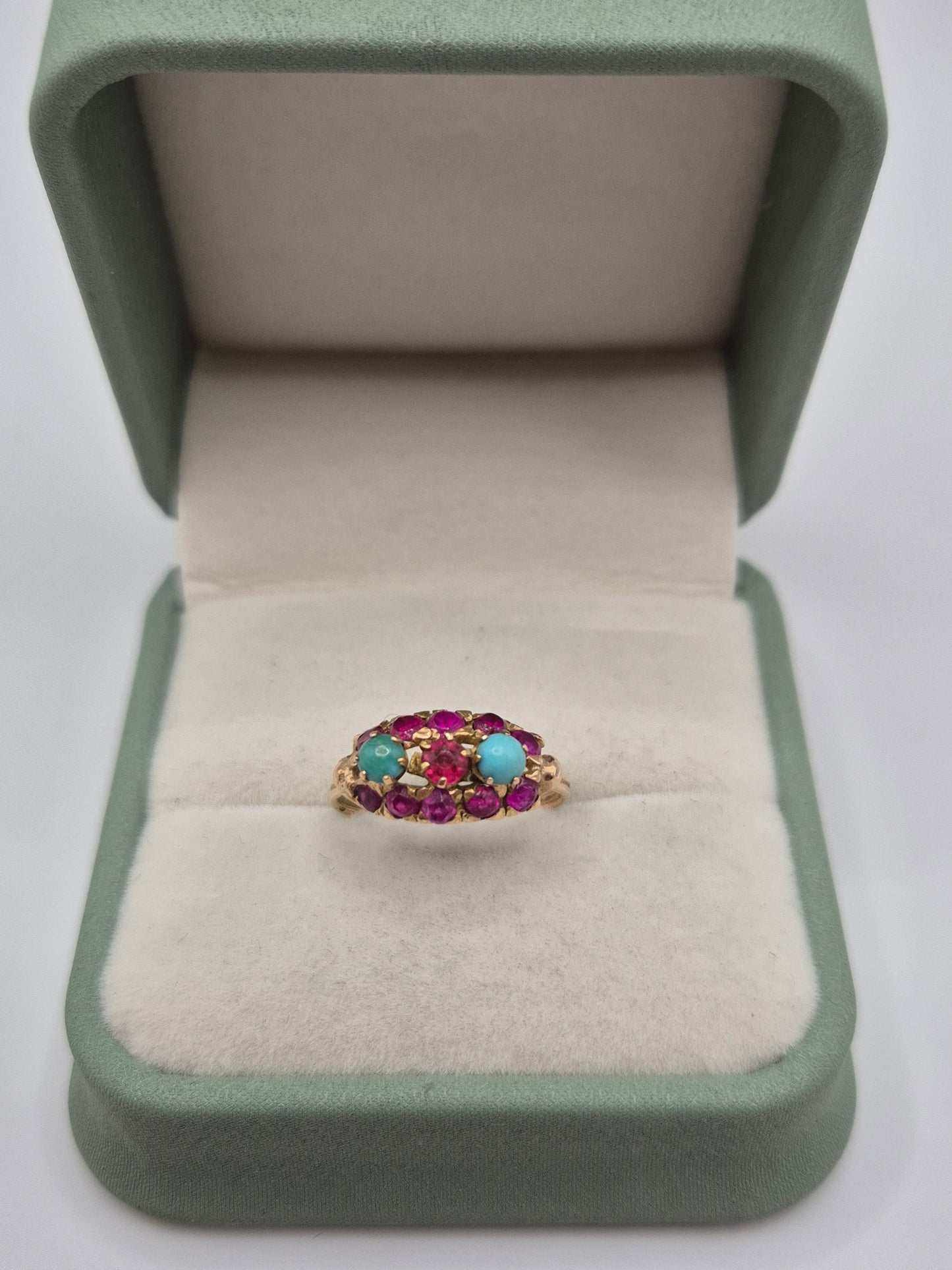 14ct gold turquoise and ruby ring
