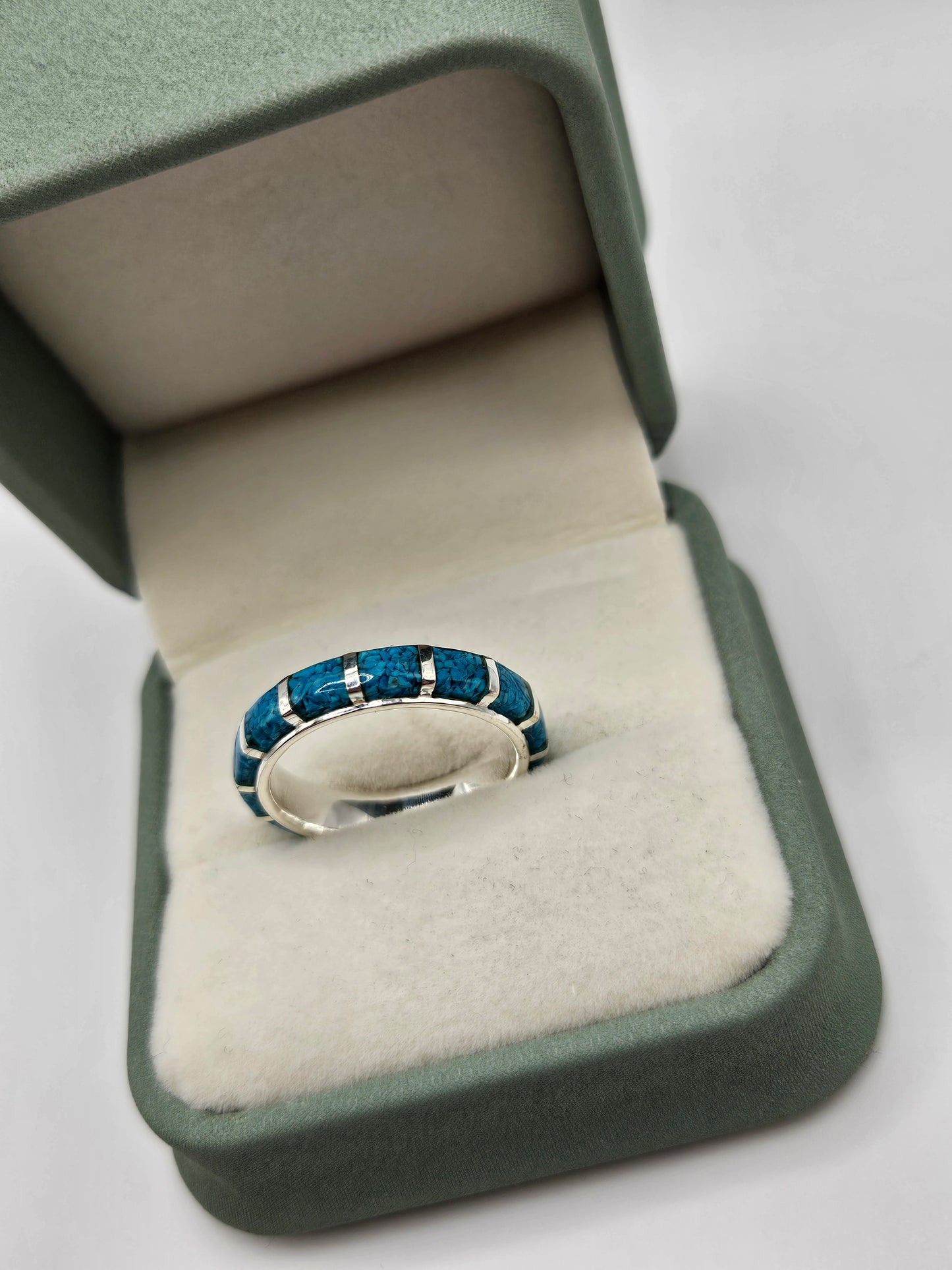 Silver turquoise eternity ring