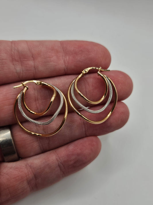 9ct two tone gold earrings