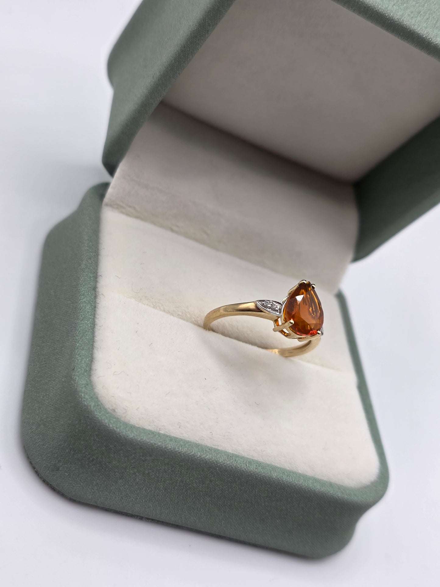 9ct gold fire opal and diamond ring