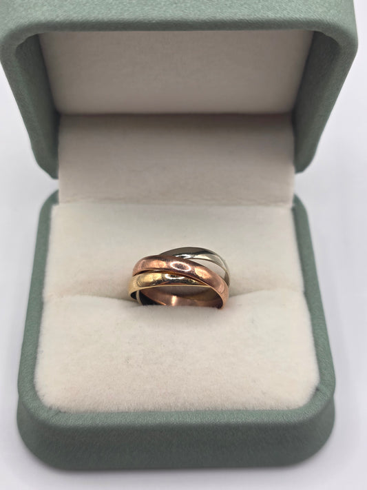 9ct tri gold russian band ring