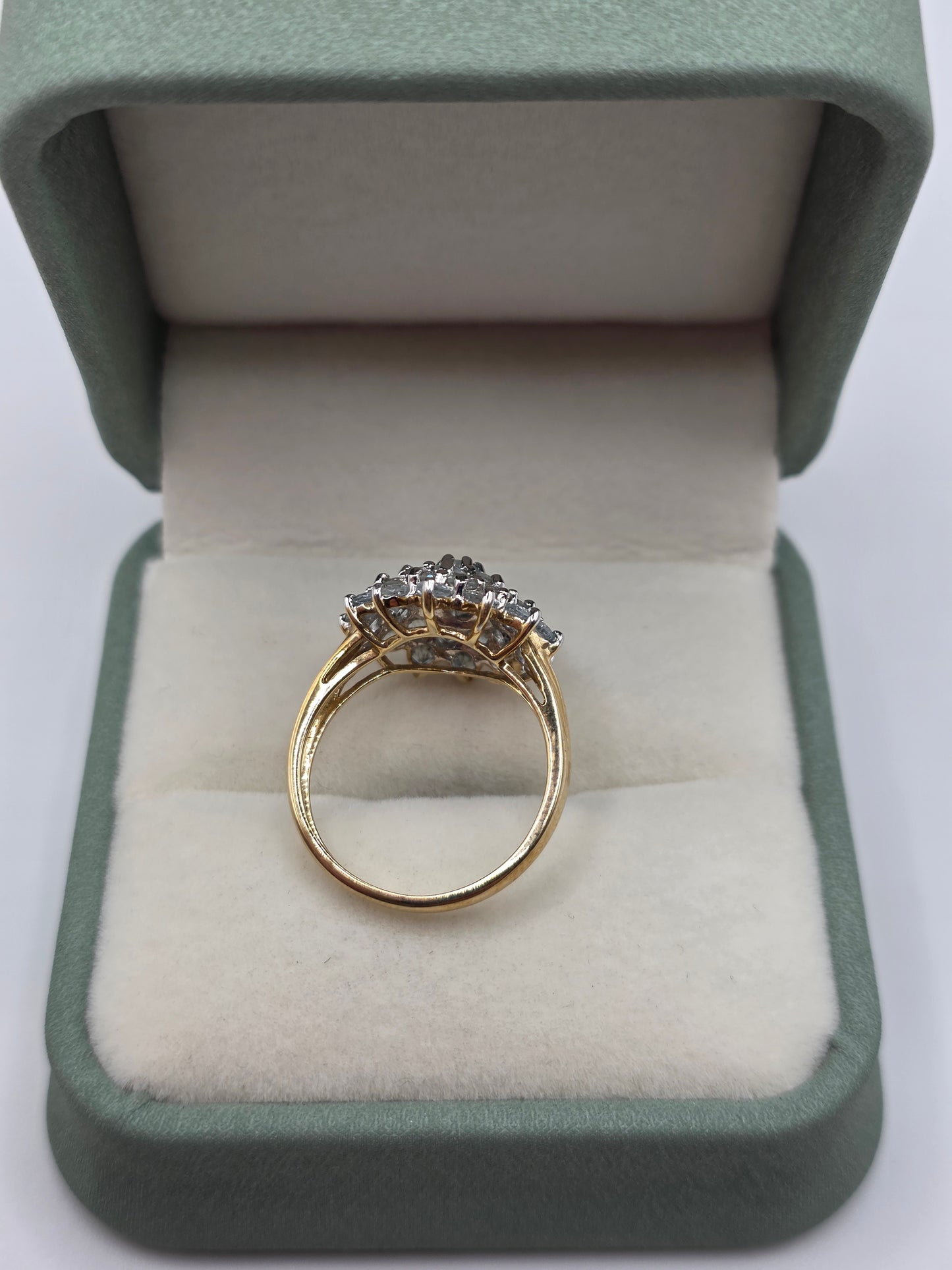 9ct gold aquamarine cluster ring