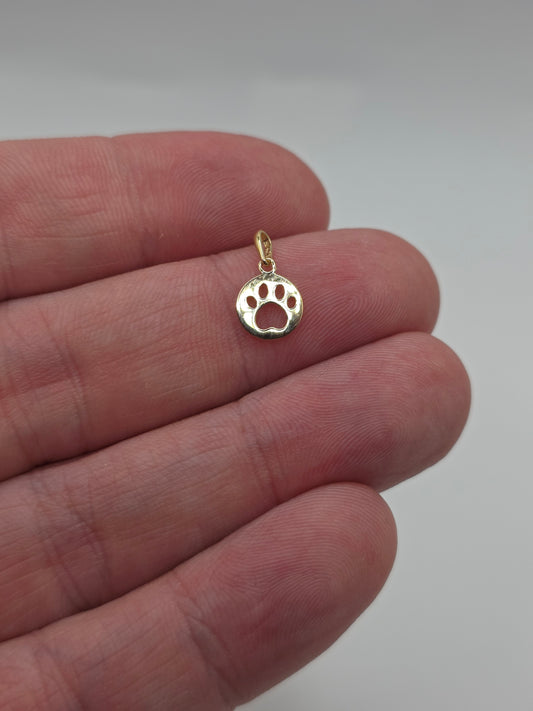 9ct gold paw print charm