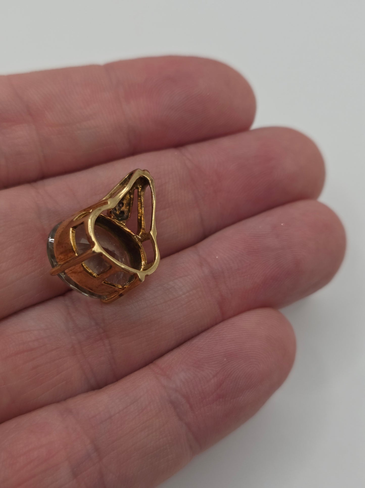 9ct gold prasiolite and diamond pendant
