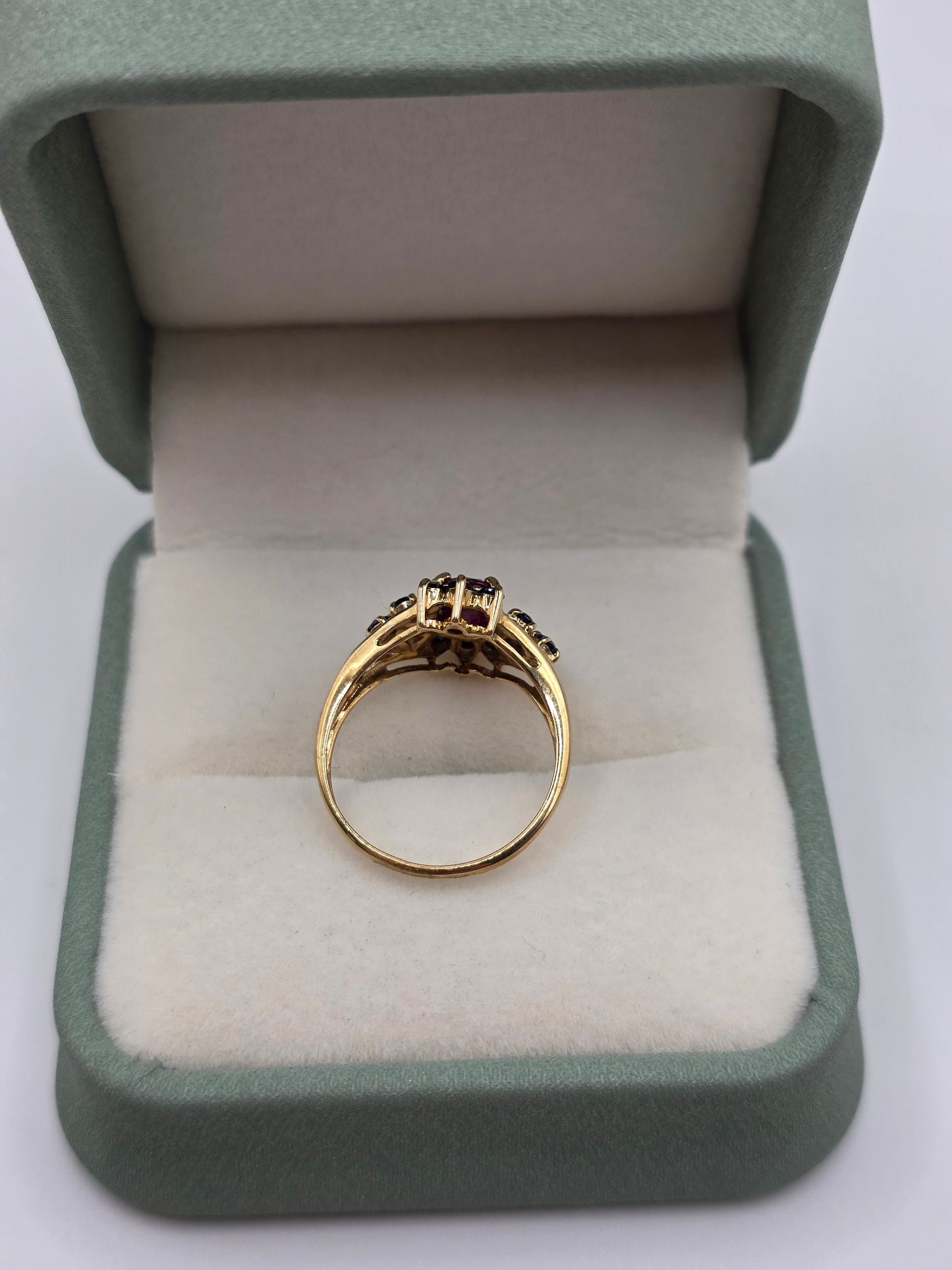 9ct gold ruby and sapphire ring