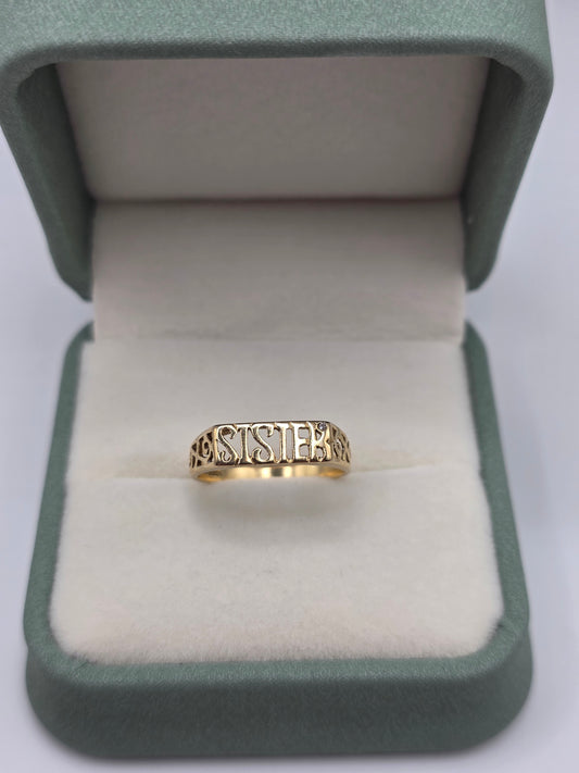 9ct gold diamond sister ring